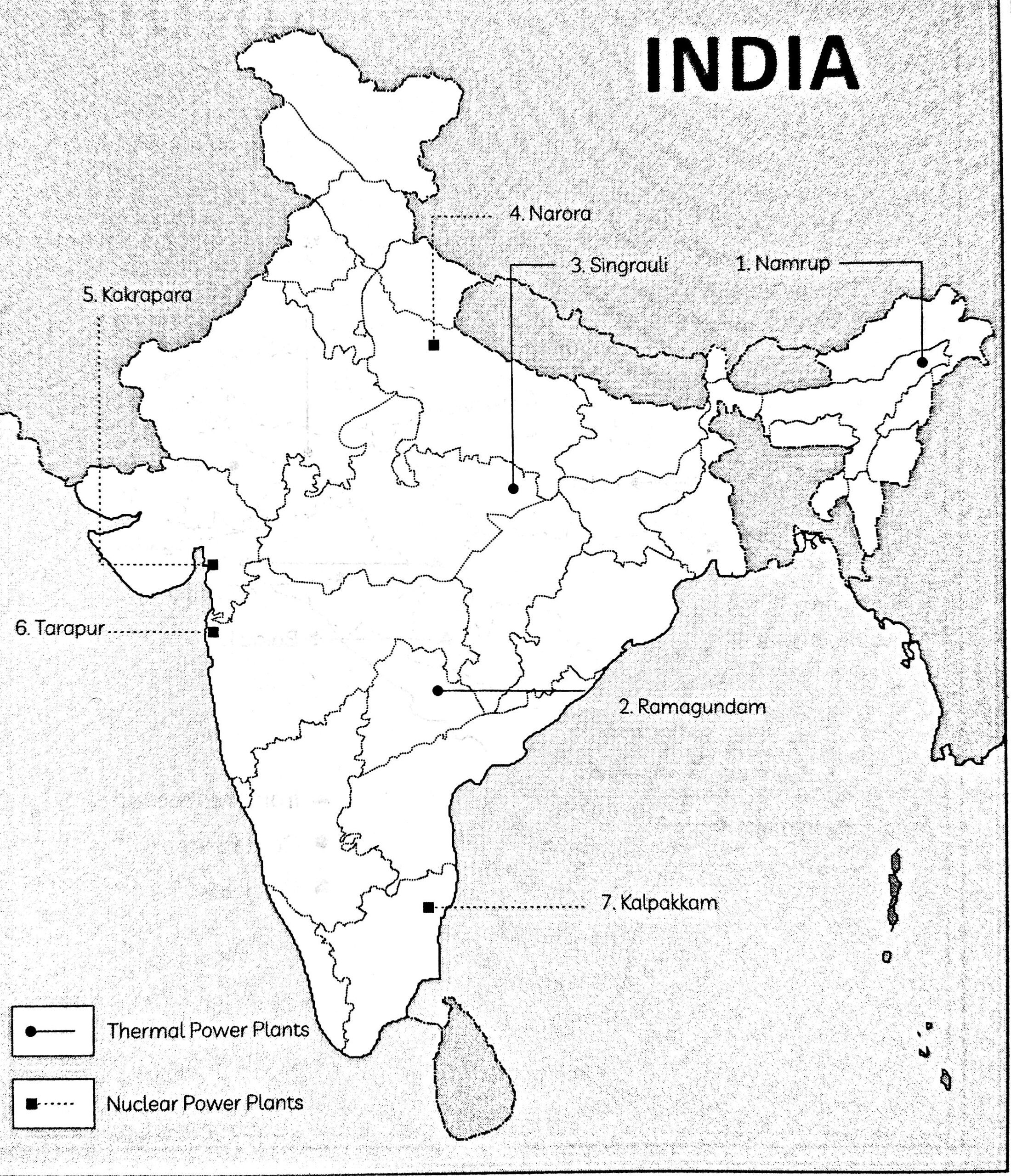 map items of nuclear and thermal power plants