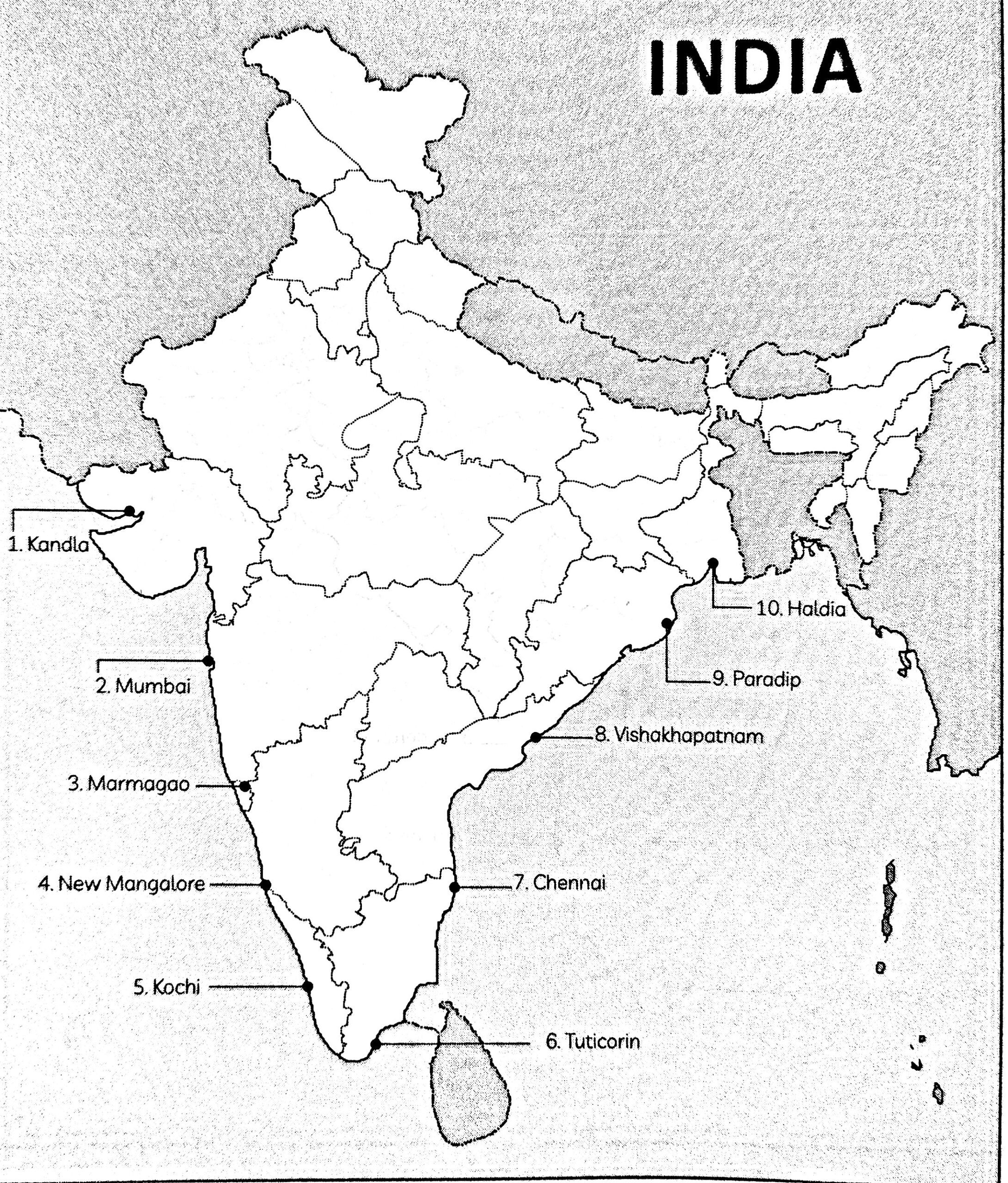 map work of major ports in India