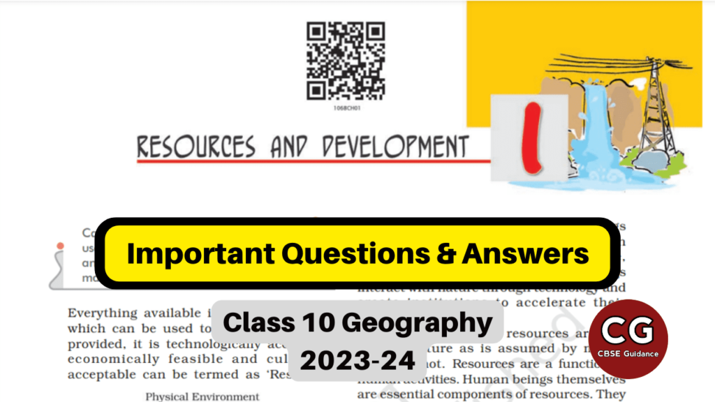 resources and development class 10 important questions and answers
