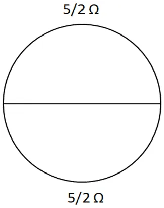 A wire of resistance 5  is bent in the form of a closed circle. Find the resistance across the diameter of the circle