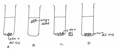 The diagram shows the reaction between metal and dil. Acid