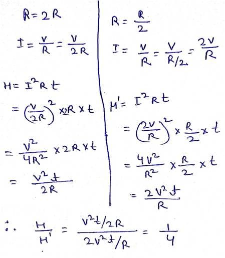 Two conducting wires of the same material and of equal lengths and equal diameters are first connected in series and then parallel in a circuit across the same potential difference