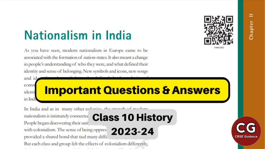nationalism in india class 10 important questions answers