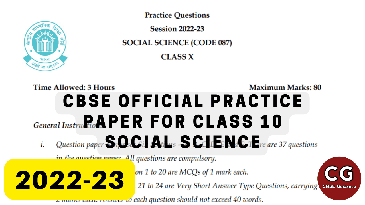 CBSE Official Practice Paper for Class 10 Social Science (1)