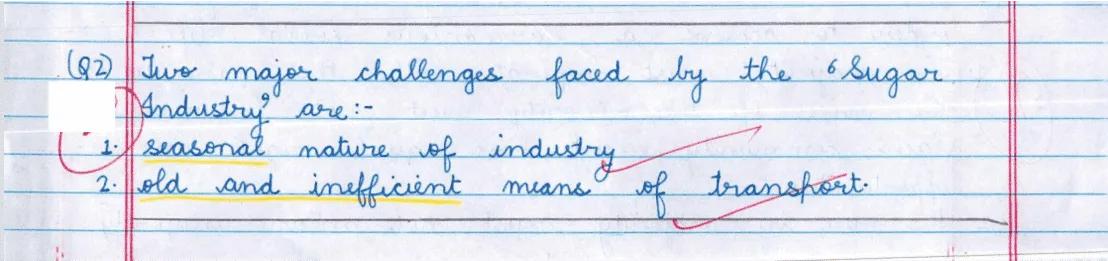 Examine any two major challenges faced by the 'Sugar Industry'