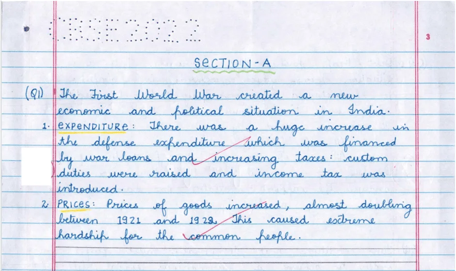 Mention any two impacts of the First World War on the Indian Economy1