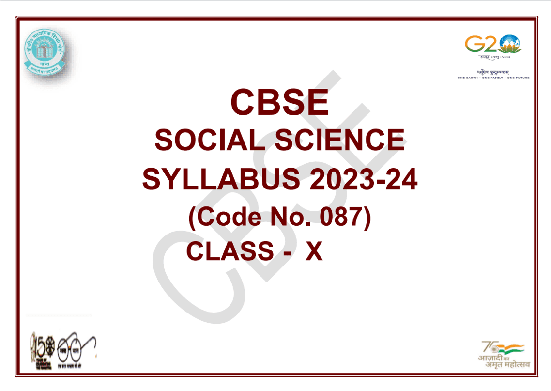 Social Science class 10 syllabus 2023-24