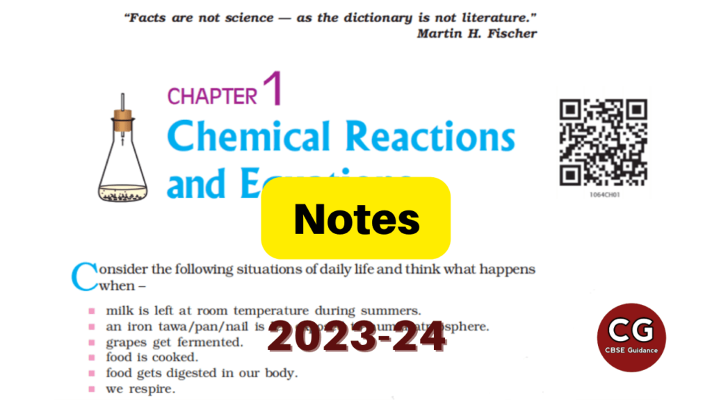 chemical reactions and equations class 10 notes 2023-24