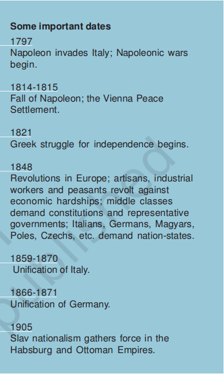 The Rise of Nationalism in Europe Class 10 History Notes Chapter 1