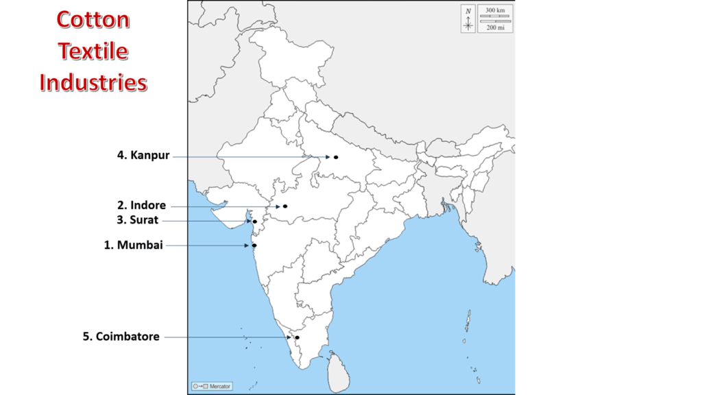 cotton textile industries class 10 map work