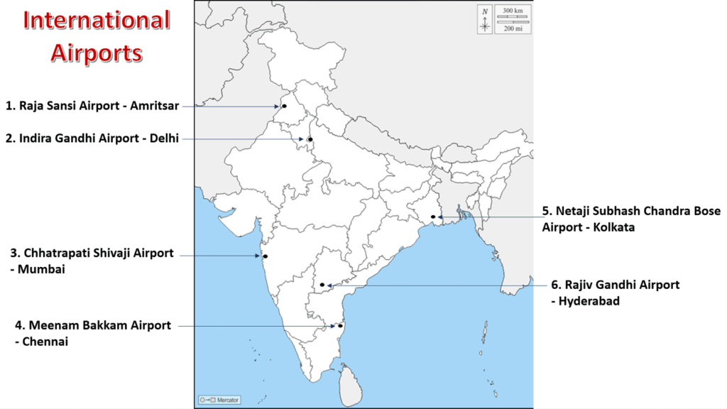 international airports class 10 map work