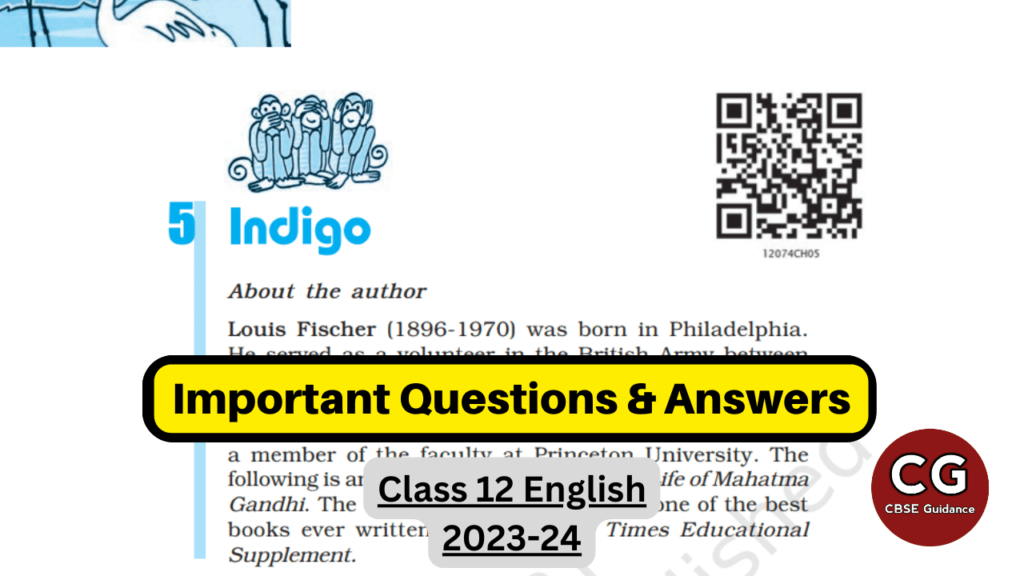 indigo cbse class 12 english important questions answers