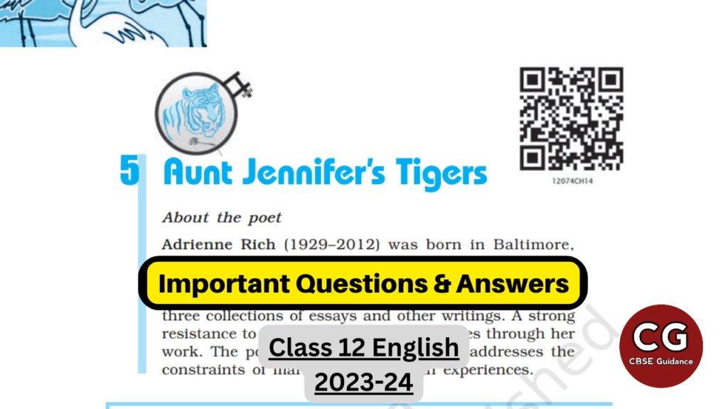 aunt jennifer's tigers class 12 important questions answers