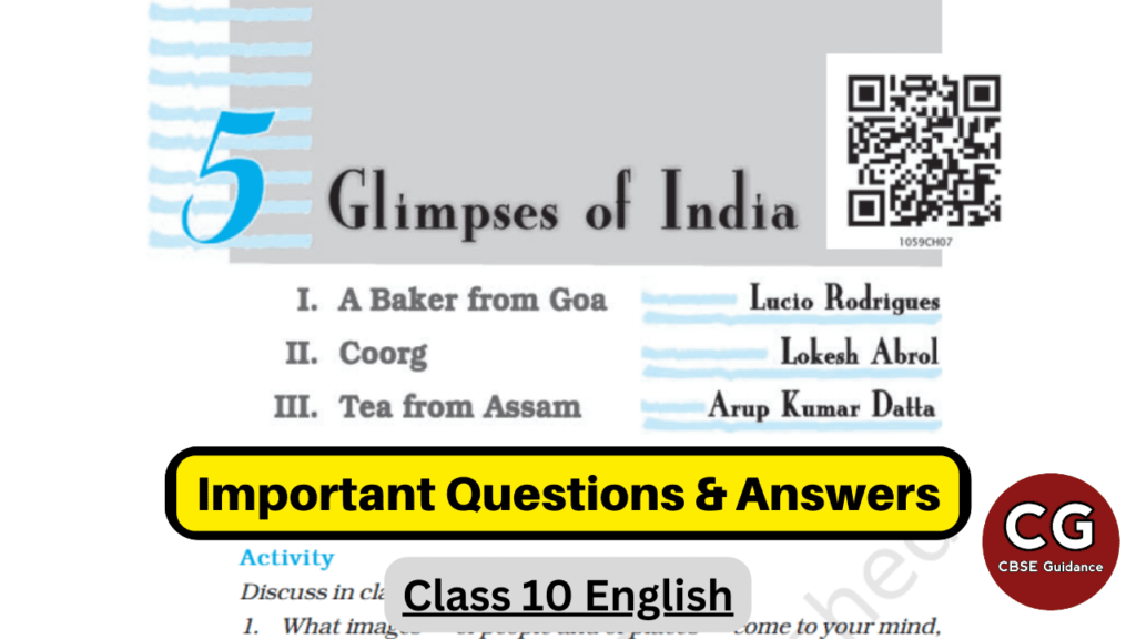 glimpses of india class 10 important questions answers