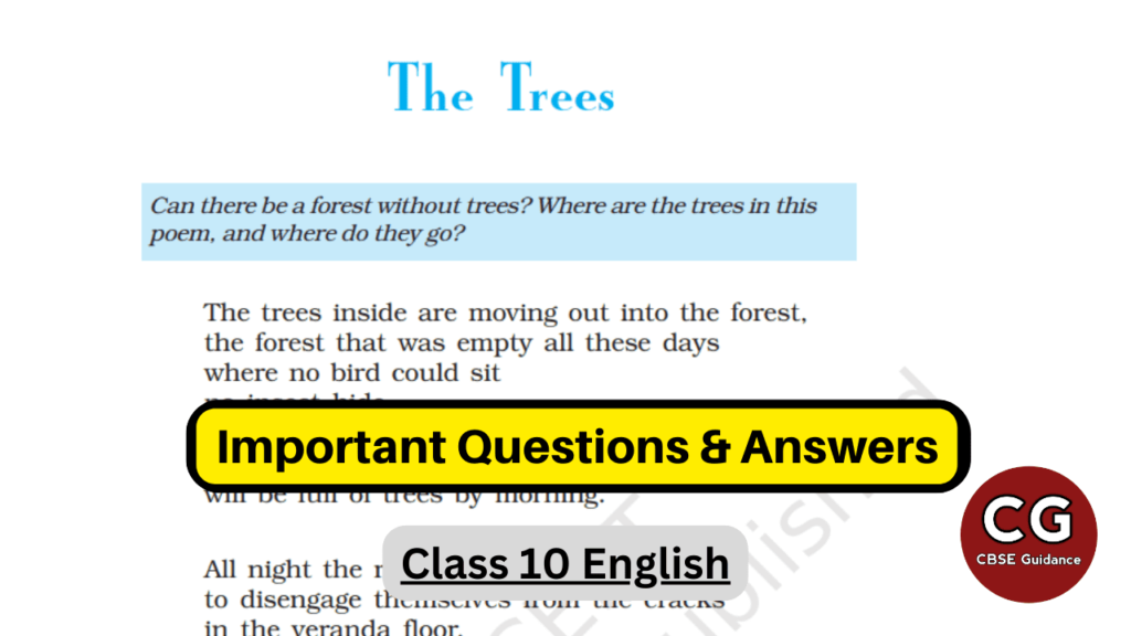 the trees class 10 english important questions answers