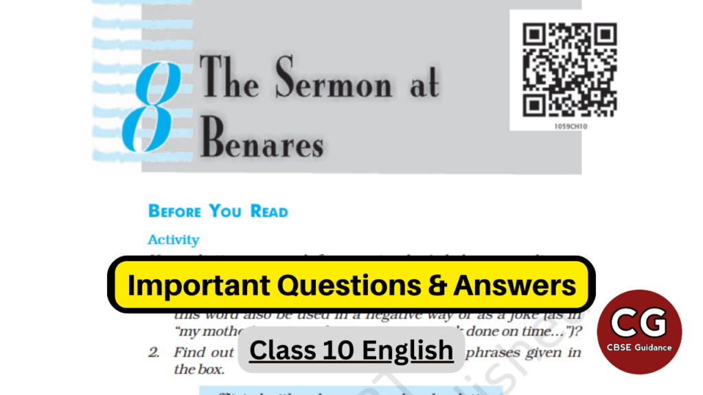 the sermon at benares class 10 extra questions answers