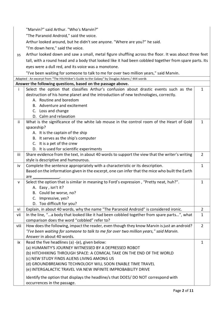 CBSE Class 12 English Sample Paper 2023-24 2
