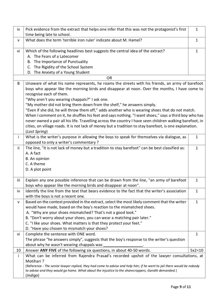 CBSE Class 12 English Sample Paper 2023-24 9