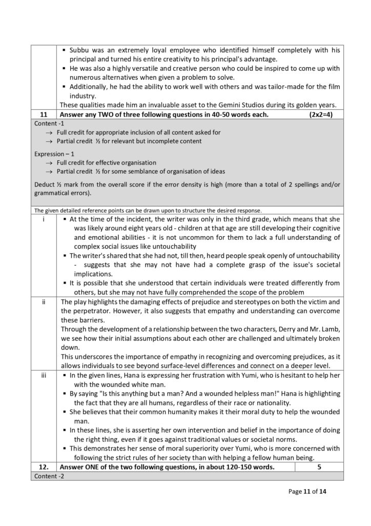 CBSE Class 12 English Sample Paper 2023-24 Solution 11