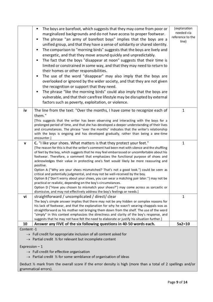 CBSE Class 12 English Sample Paper 2023-24 Solution 9
