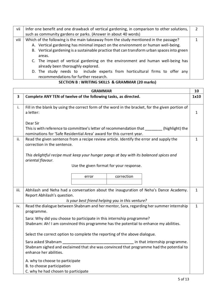 english class 10 sample paper 2023-24 5