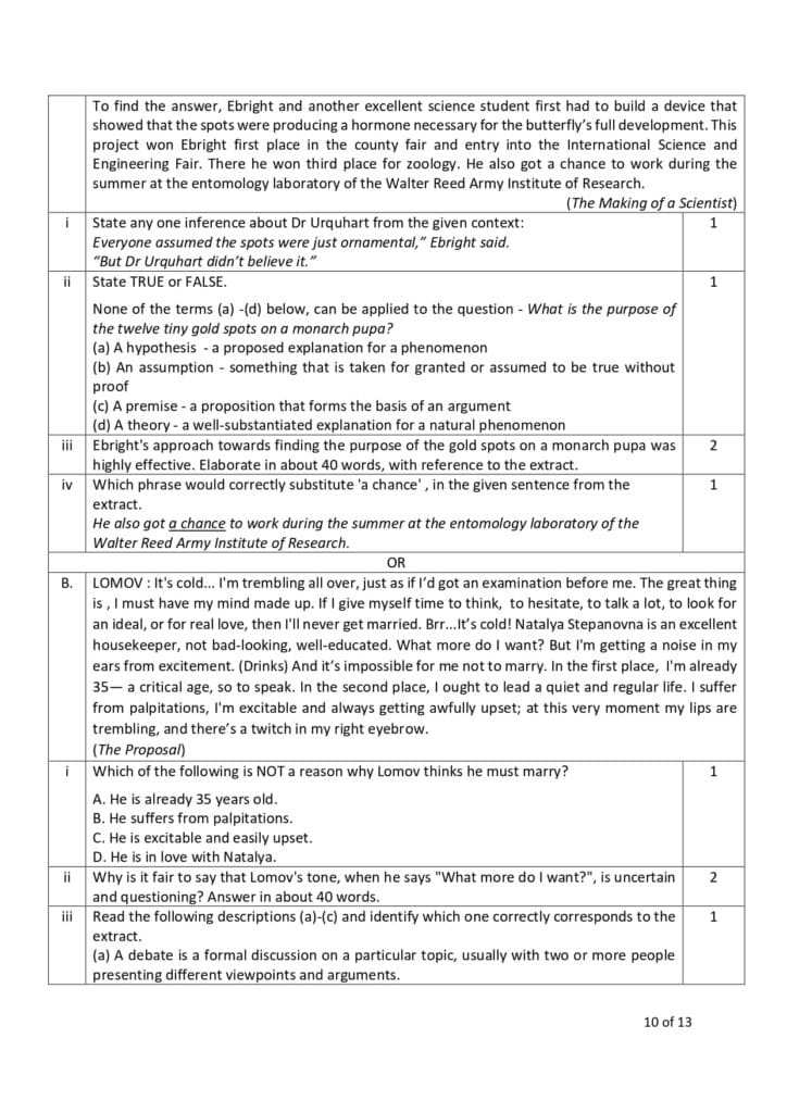 english class 10 sample paper 2023-24 10