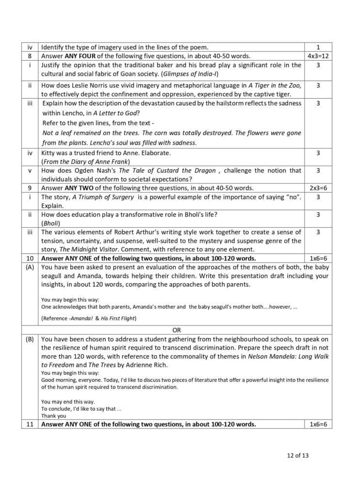 english class 10 sample paper 2023-24 12