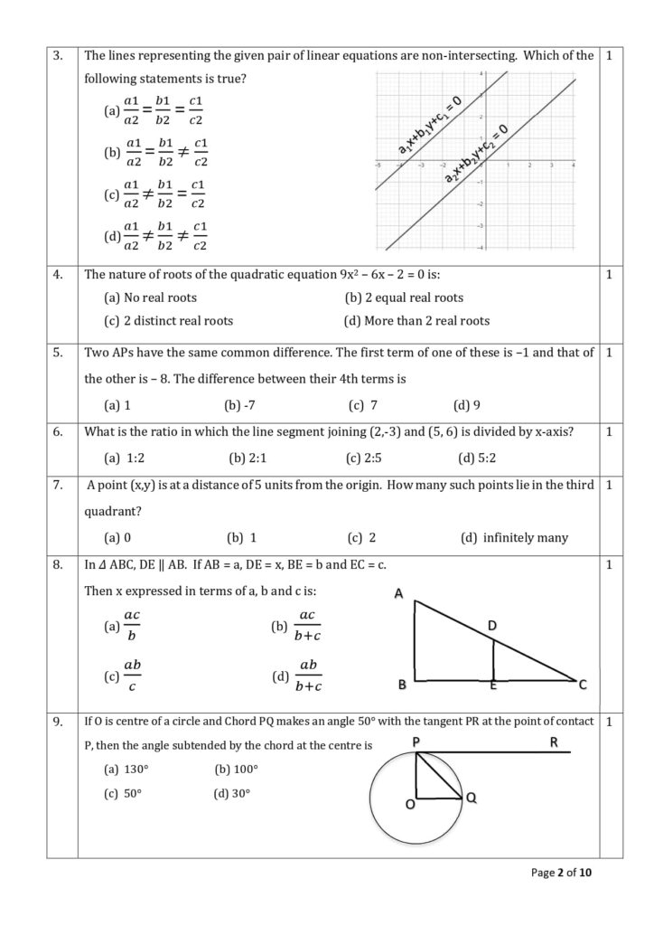 cbse class 10 maths sample paper 2023-24 2
