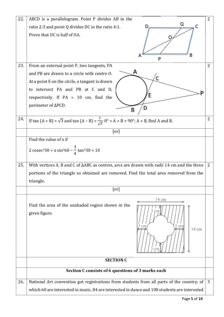 cbse class 10 maths sample paper 2023-24 5