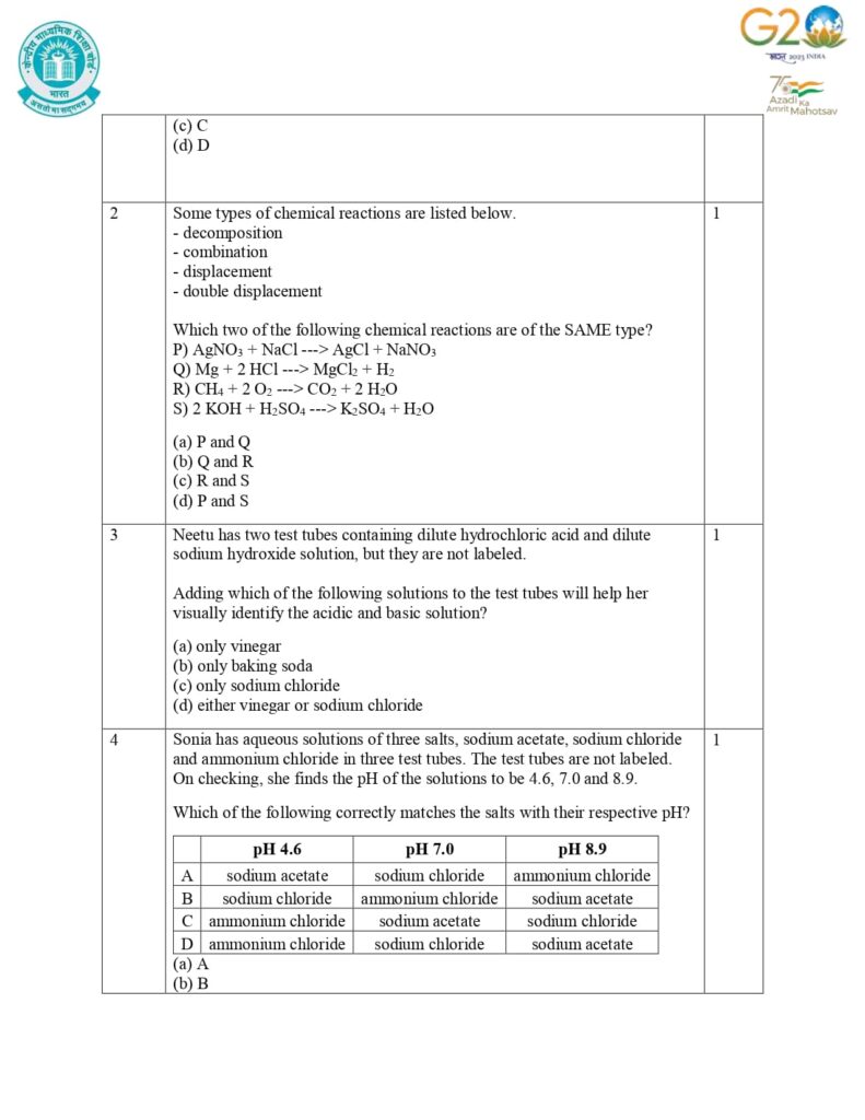 class 10 science additional sample paper 2023-24 2