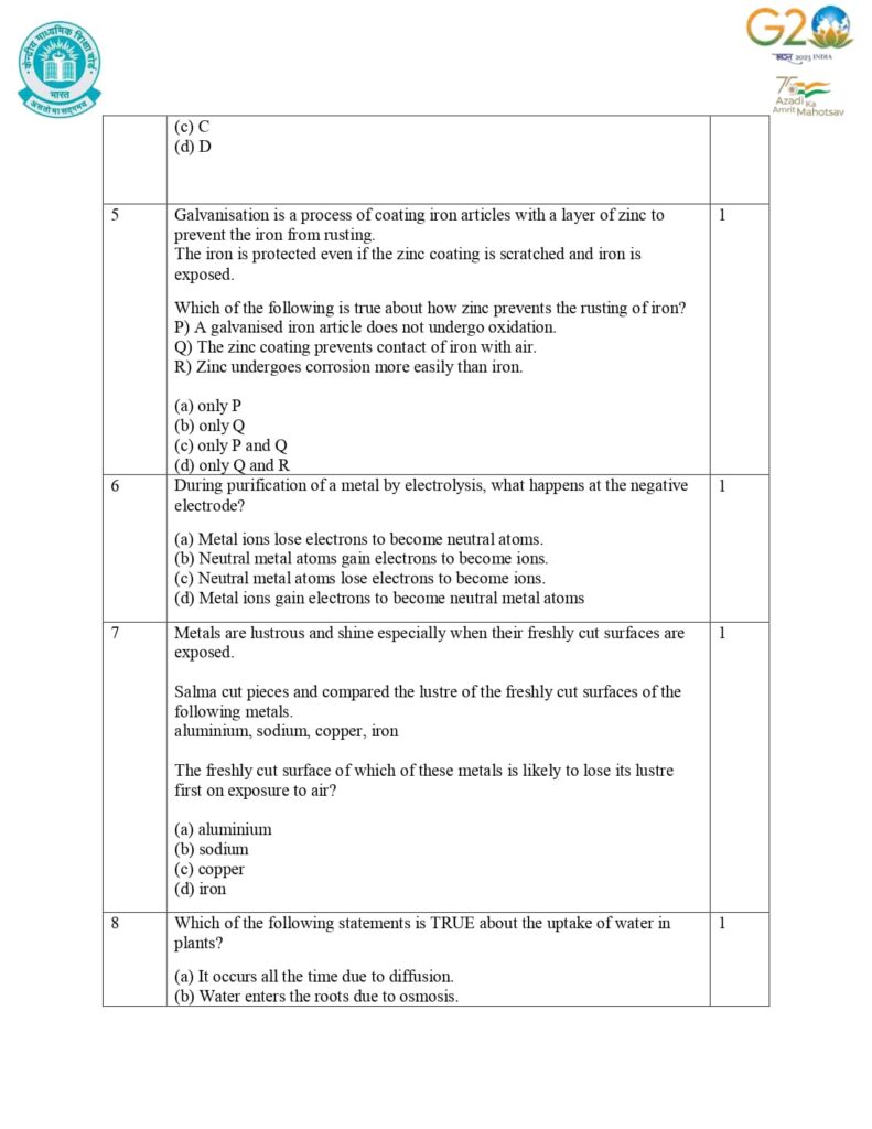 class 10 science additional sample paper 2023-24 3