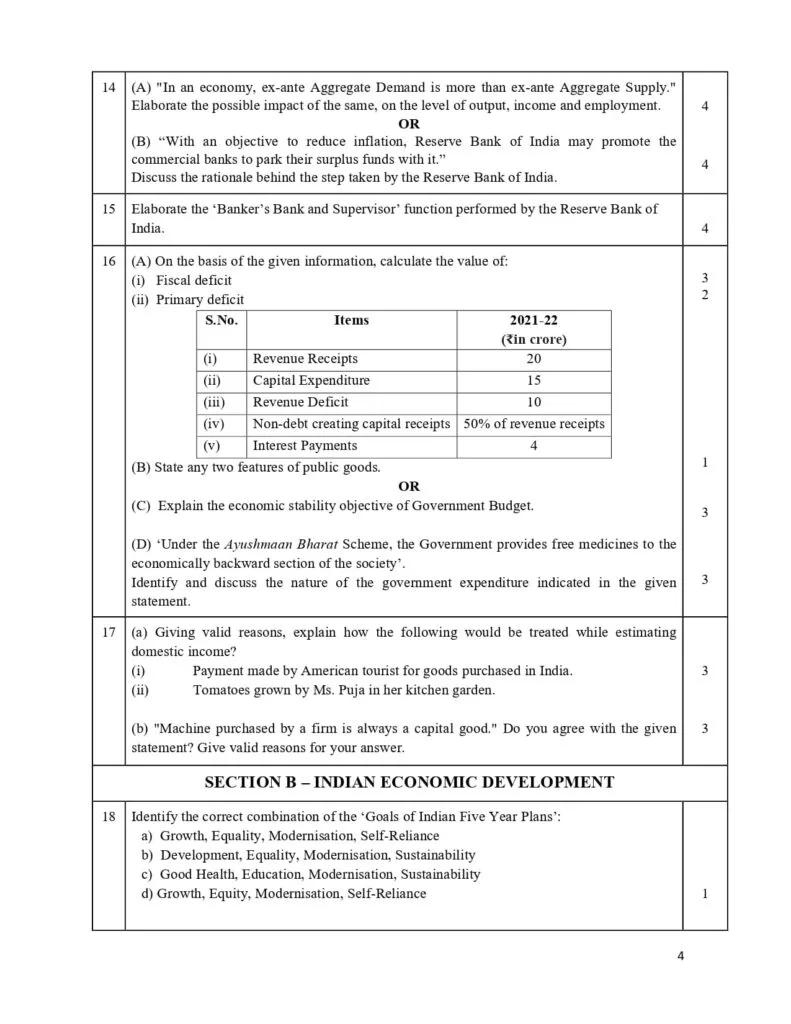 class 12 economics sample paper 2023-24 4