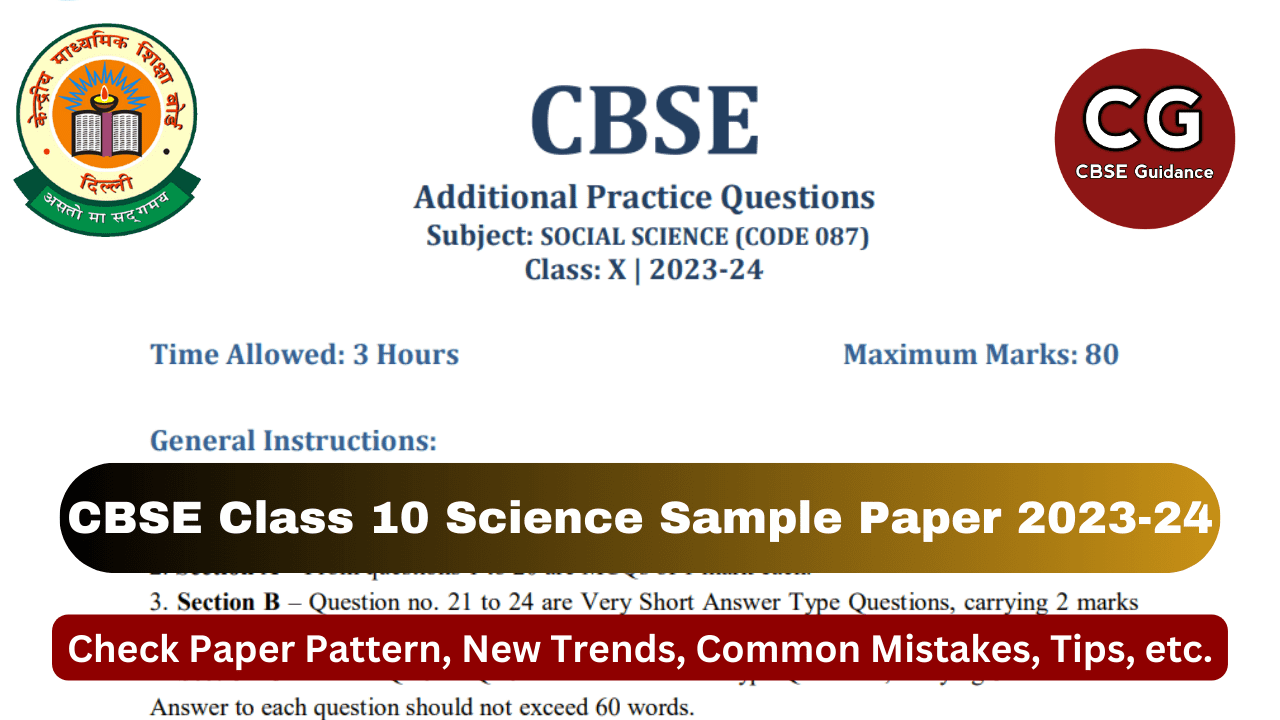 Class 10 Social Science Sample Question Paper 2023-24