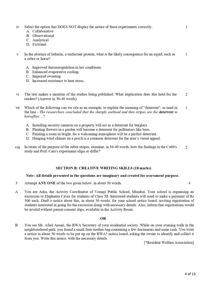 Class 12 English Additional Sample Question Paper 2023-24 4