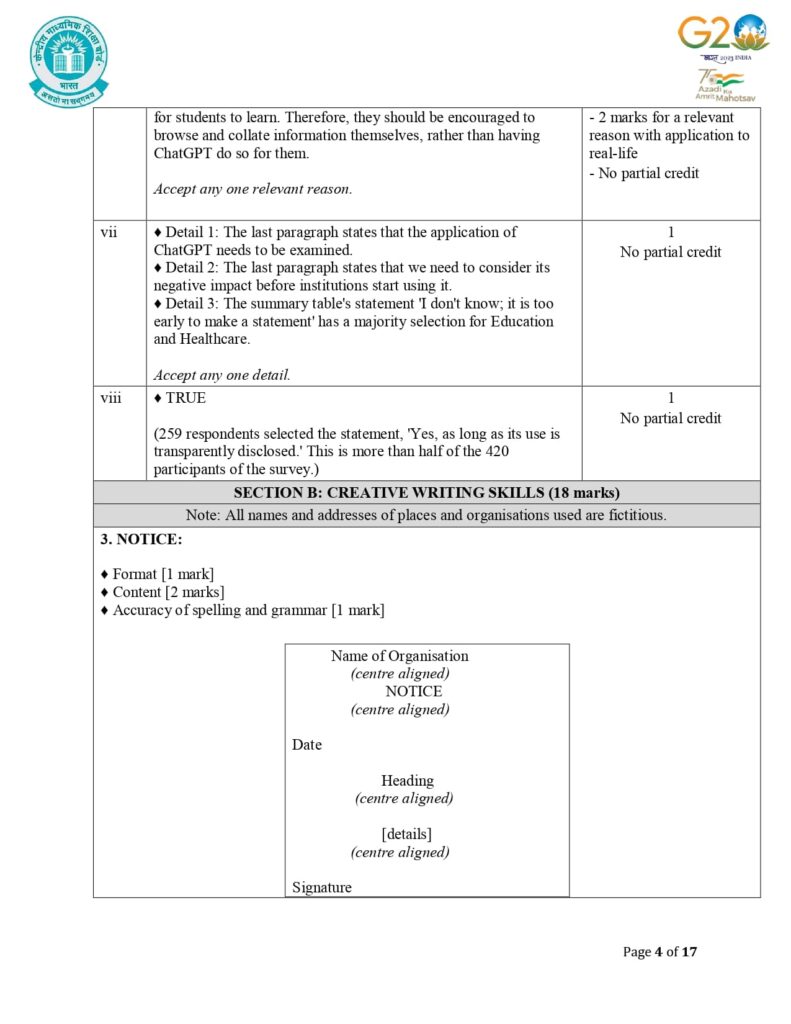 Class 12 English Additional Sample Question Paper Solutions 2023-24 4
