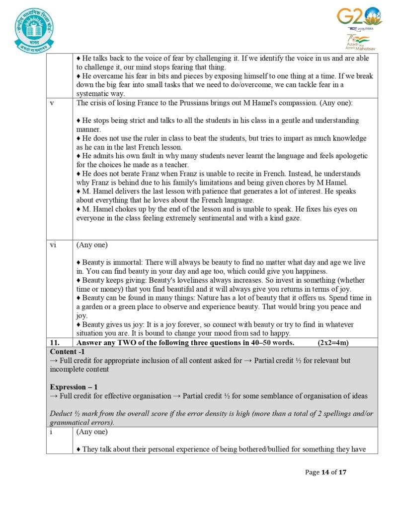 Class 12 English Additional Sample Question Paper Solutions 2023-24 14