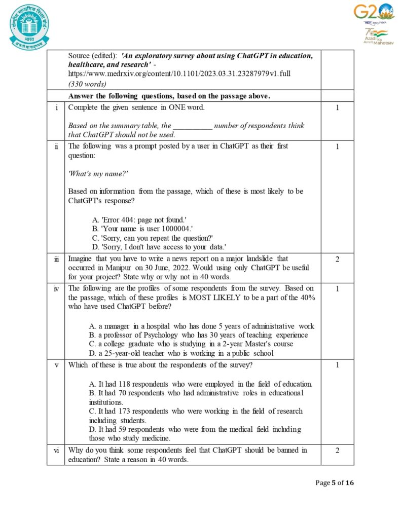 Class 12 English Additional Sample Question Paper 2023-24 5