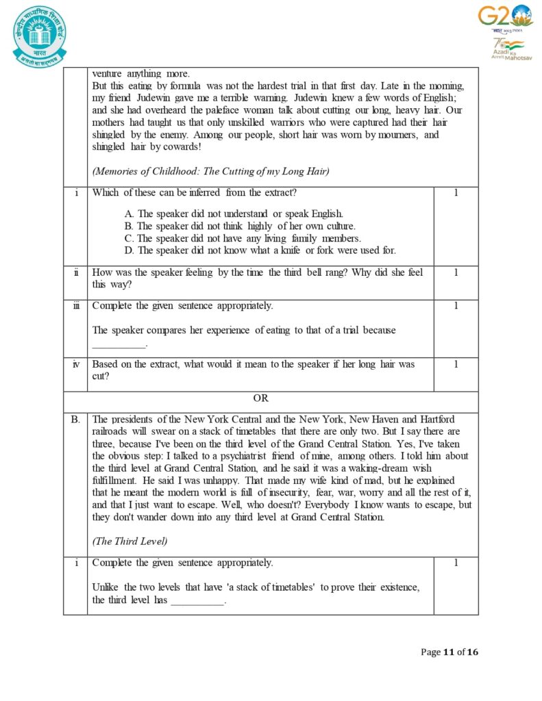 Class 12 English Additional Sample Question Paper 2023-24 11