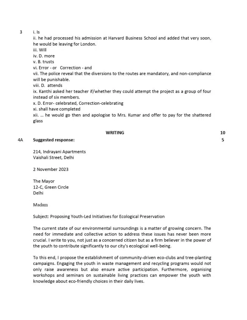 CBSE Class 10 English Additional Sample Paper Solutions 2023-24 4