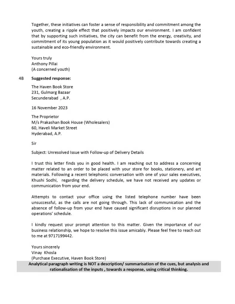 CBSE Class 10 English Additional Sample Paper Solutions 2023-24 5