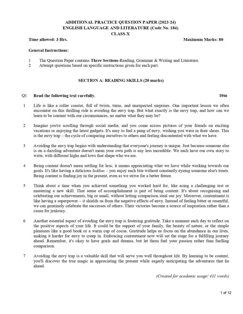 CBSE Class 10 English Additional Sample Paper 2023-24 1