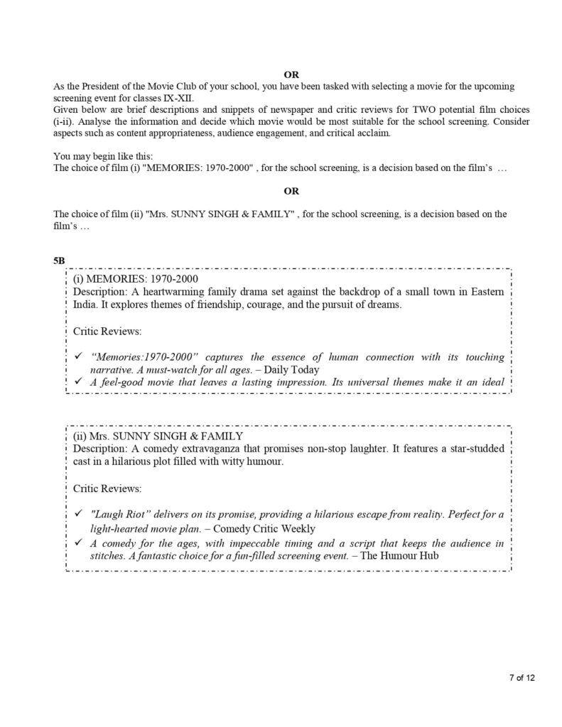 CBSE Class 10 English Additional Sample Paper 2023-24 7