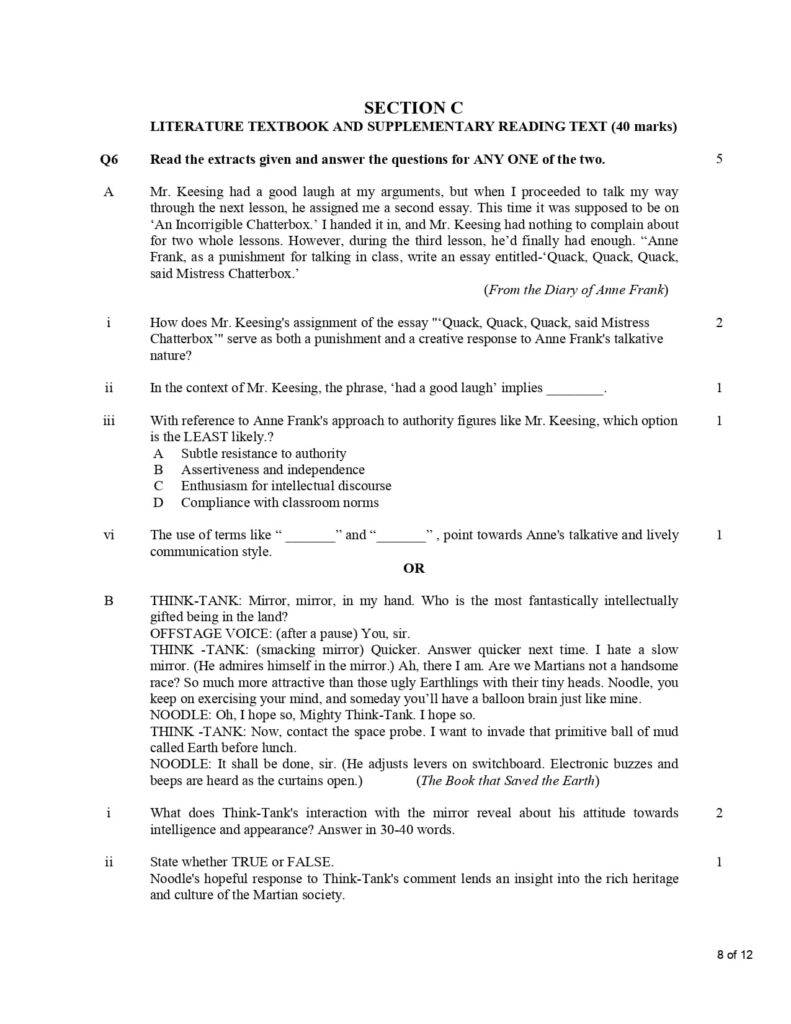 CBSE Class 10 English Additional Sample Paper 2023-24 8