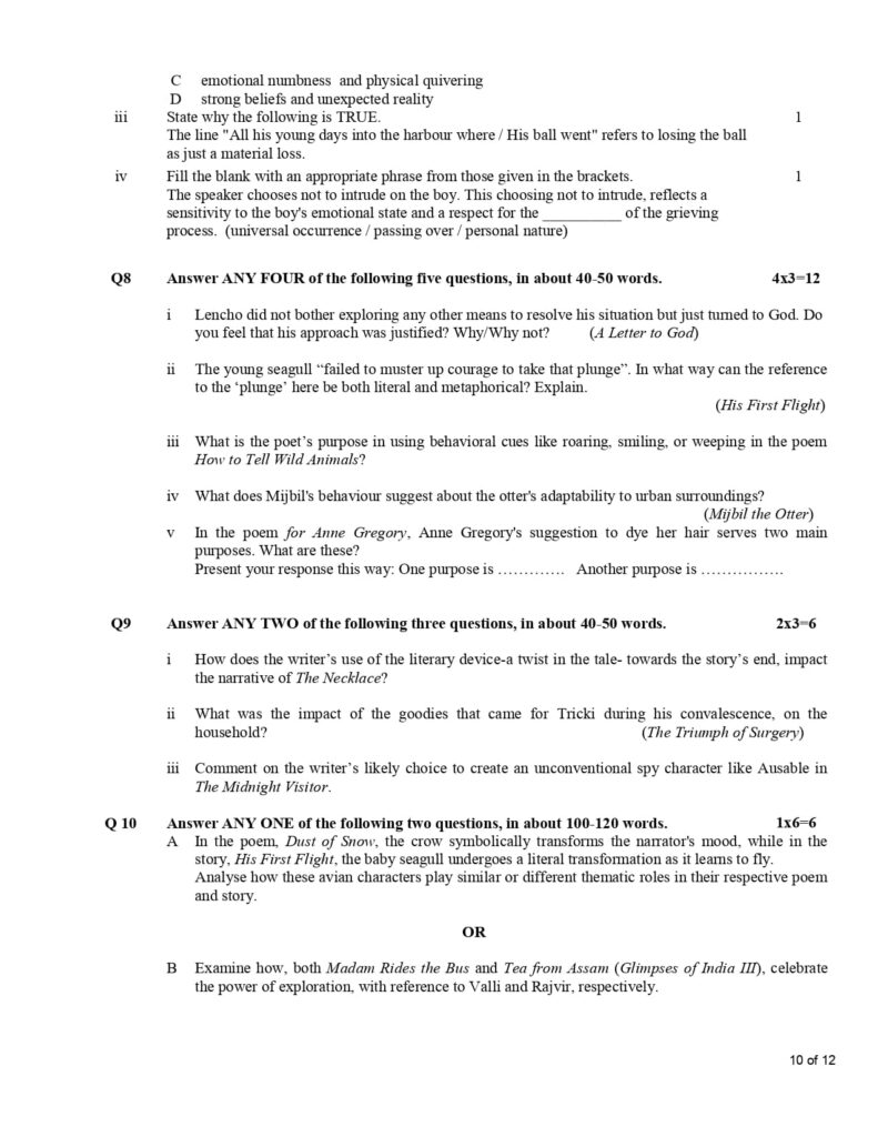 CBSE Class 10 English Additional Sample Paper 2023-24 10