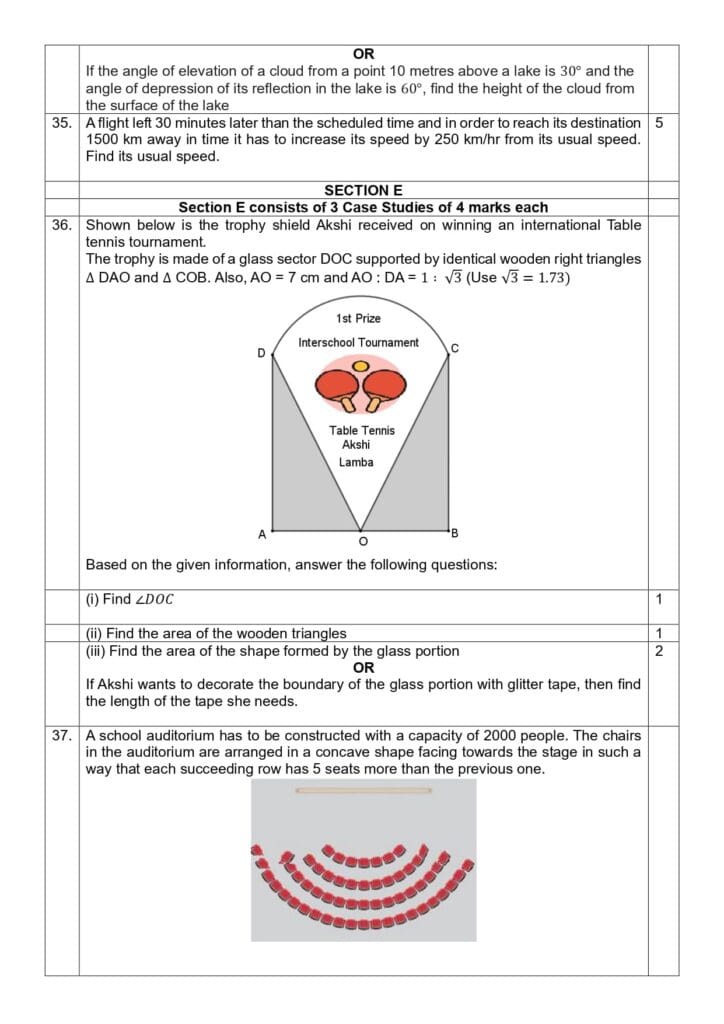 Class 10 Mathematics Practice Sample Question Paper 2023-24 6