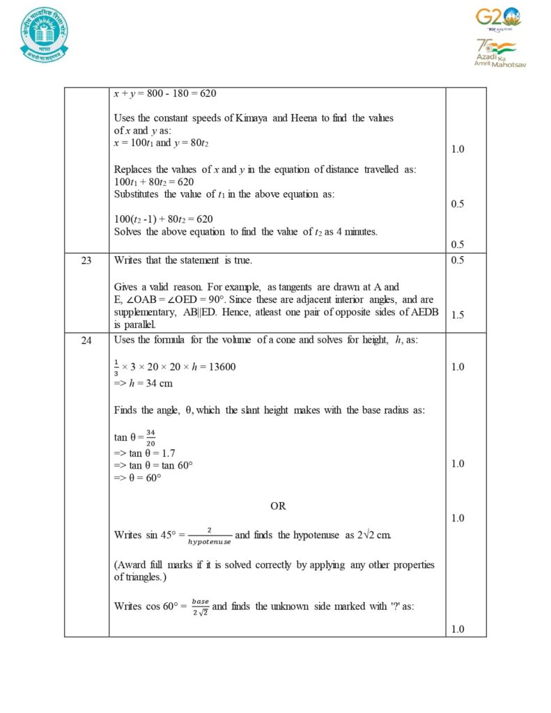 Class 10 Mathematics Additional Sample Question Paper Solution 2023-24 3