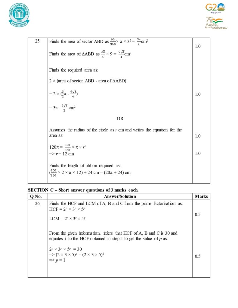 Class 10 Mathematics Additional Sample Question Paper Solution 2023-24 5