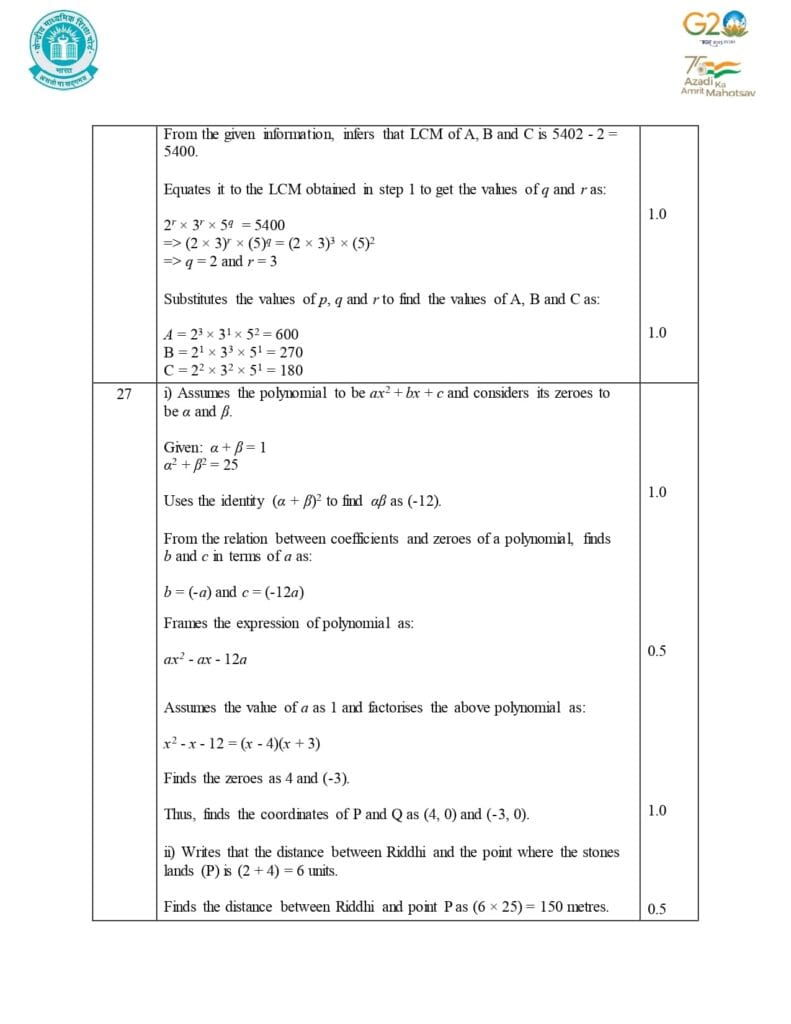 Class 10 Mathematics Additional Sample Question Paper Solution 2023-24 6