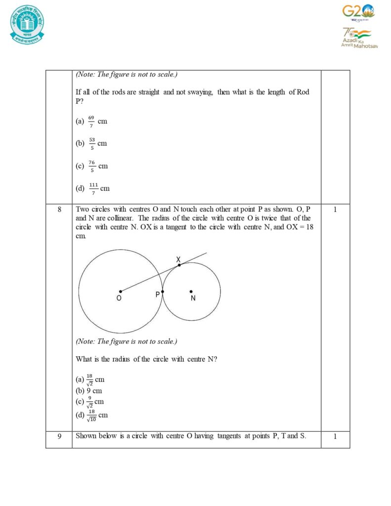Class 10 Mathematics Additional Sample Question Paper 2023-24 7