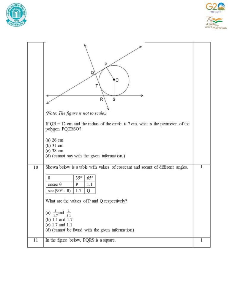 Class 10 Mathematics Additional Sample Question Paper 2023-24 8